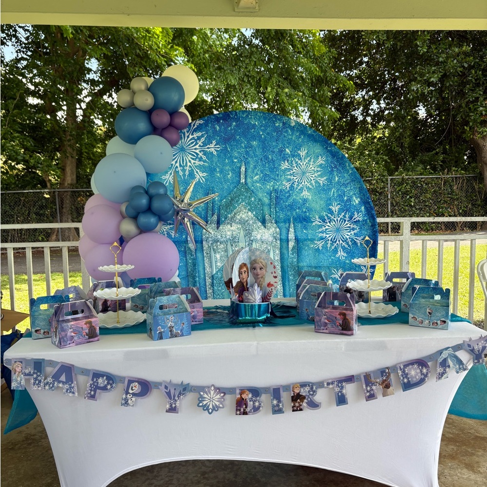 6x6ft Round Backdrop Cover- Frozen/ Winter Wonderland (NO STAND INCLUDED)